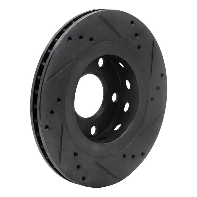 Audi A8 Brake Rotor (1) - Rear Left - R1 Concepts - Drilled & Slotted - Black - `00-`03